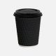 12oz Black Ripple Coffee Cup with Black Lids 500
